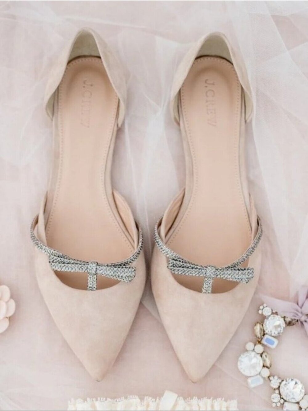 J.CREW | Sloan d'orsay flats pointed toe glitter bow  sz 8.5